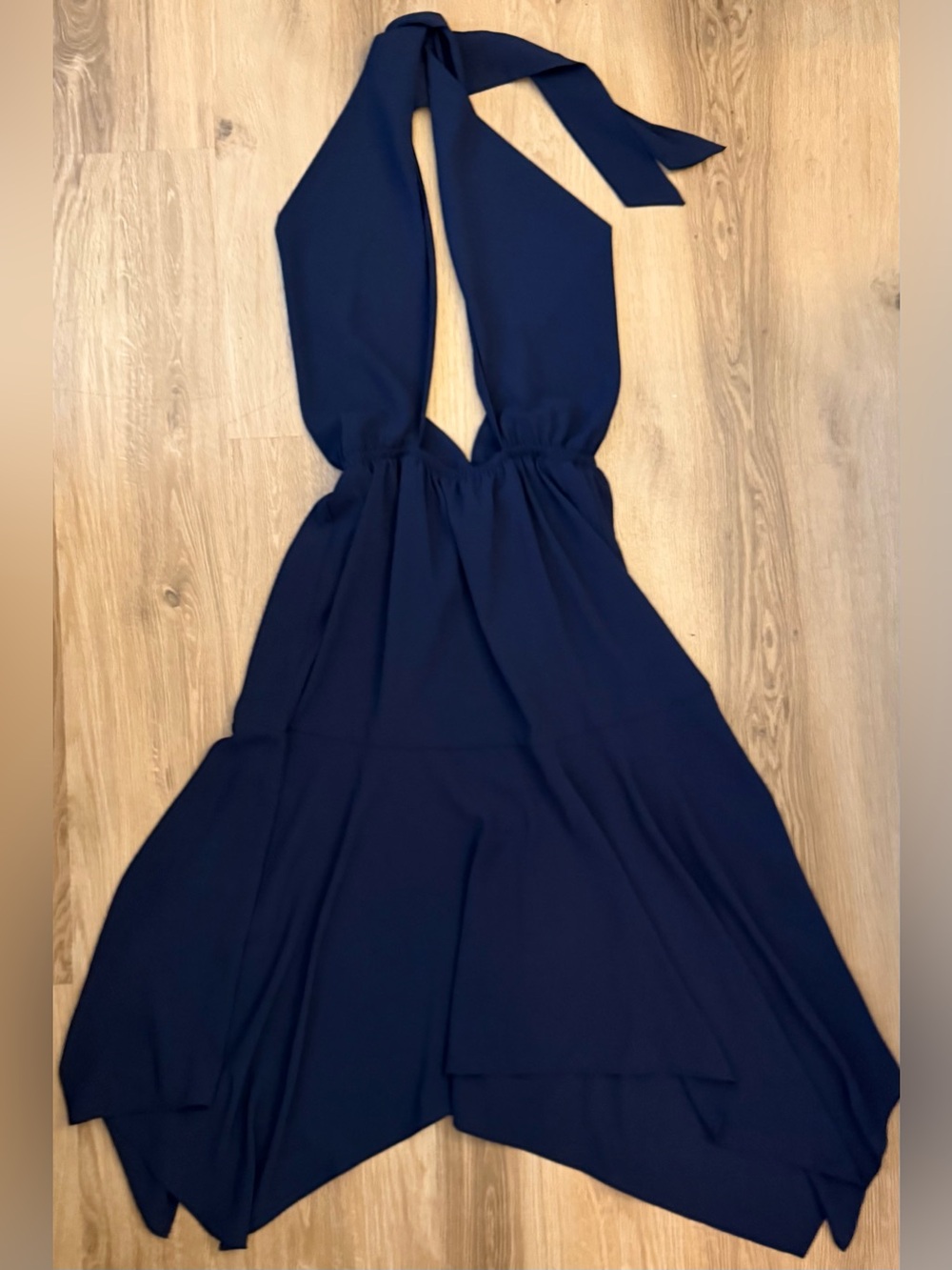 Vici Navy Backless Halter Tie-Neck Dress